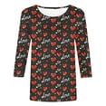 thumbnail image 4 of UsYezik Womens Tops Valentines Day Round Neck 3/4 Sleeve T-Shirt Basic Tees Love Heart Graphic Tee Shirts Loose Fit Plus Size Tops, 4 of 5