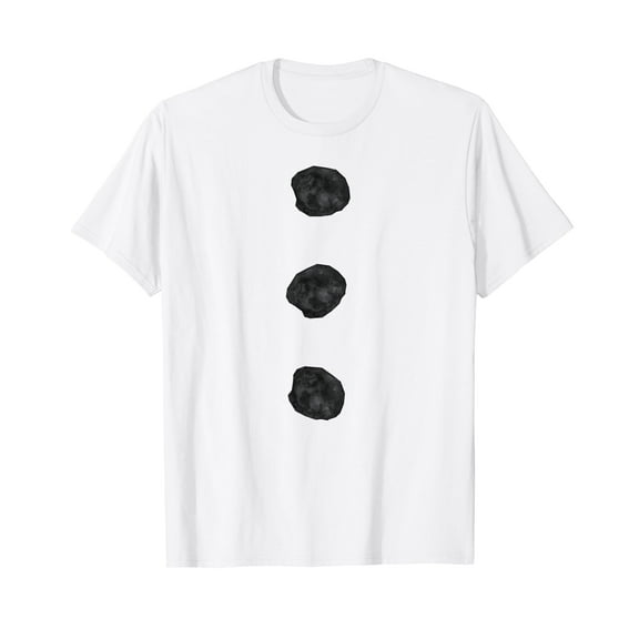 Snowman Costume Shirt Three Black Buttons on White T-Shirt