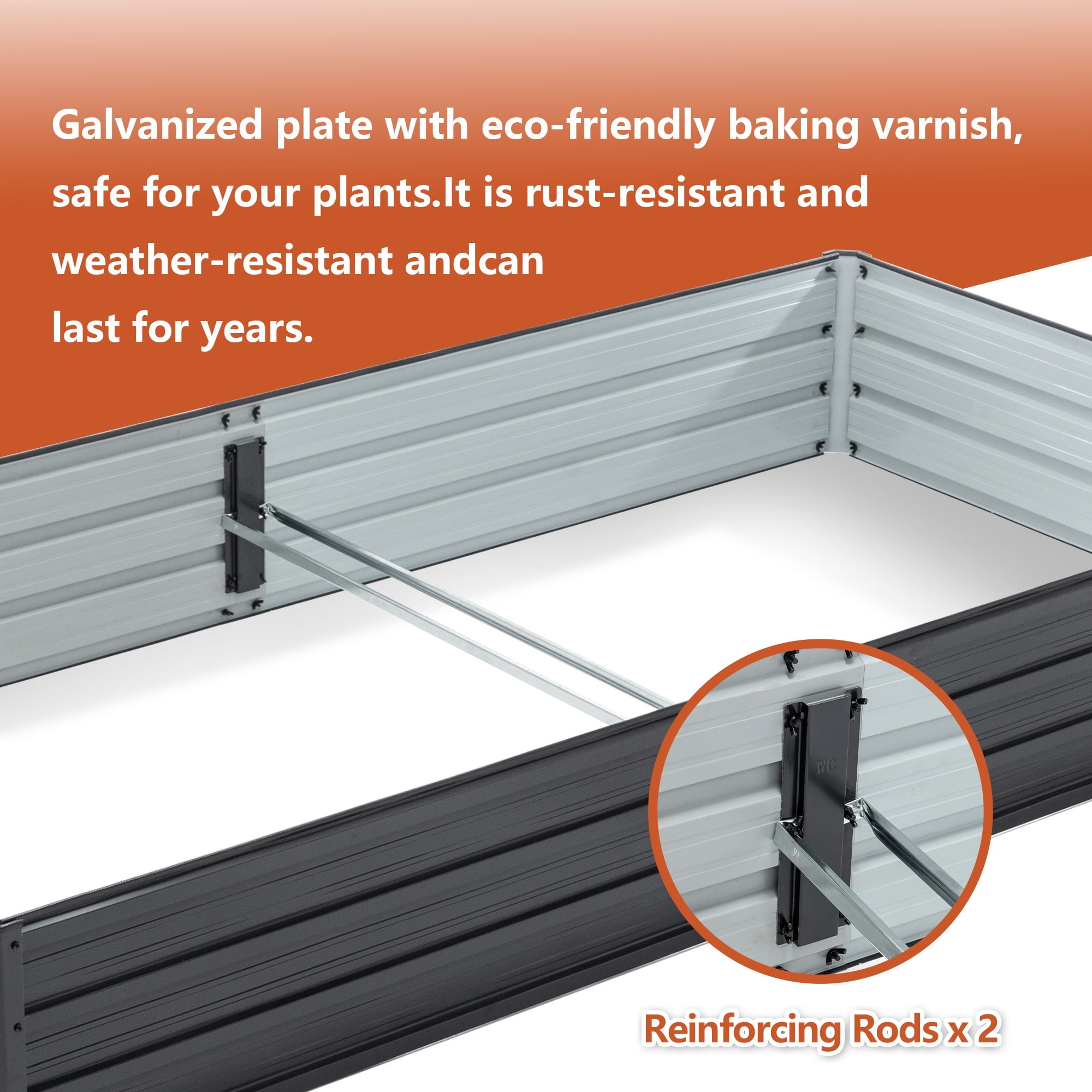 Aukfa Galvanized Raised Garden Bed Outdoor, Metal Planter Box for Vegetables/Flowers/Herbs, 8x4x1FT, Black