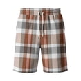thumbnail image 4 of Delconic Men Neutral Tartan Plaid Quick Dry Knee Length Casual Shorts Elastic Drawstring Waist Side Pockets Loose Fit Short Pants For Summer Beach Gym Hiking Daily Earthy Yellow XL, 4 of 5