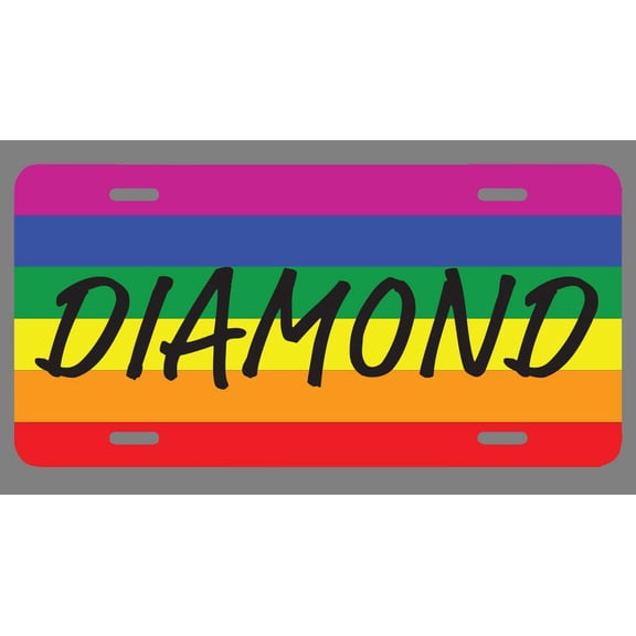 Diamond Name Pride Flag Style License Plate Tag Vanity Novelty Metal | UV Printed Metal | 6-Inches By 12-Inches | Car Truck RV Trailer Wall Shop Man Cave | NP1981