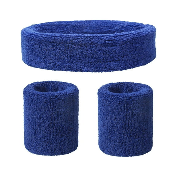 WTXUE Sweat Headband Women, Wristbands and Headband for Sports Sweatband More Set Women's Casual Pants, Plaincolor Bandanas for Women | Blue