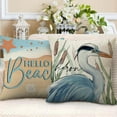 thumbnail image 4 of Summer Hello Beach Decorative Throw Pillow Covers 18 x 18 Set of 4, Spring Blue Heron Bird Crab Coastal Outdoor Pillowcase, Stay Salty Starfish Shell Nautical Cushion Case Home Decor, 4 of 6