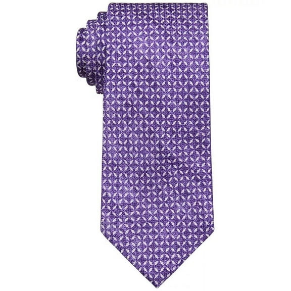 Michael Kors Mens Purple Geometric Print Tie One Size Necktie