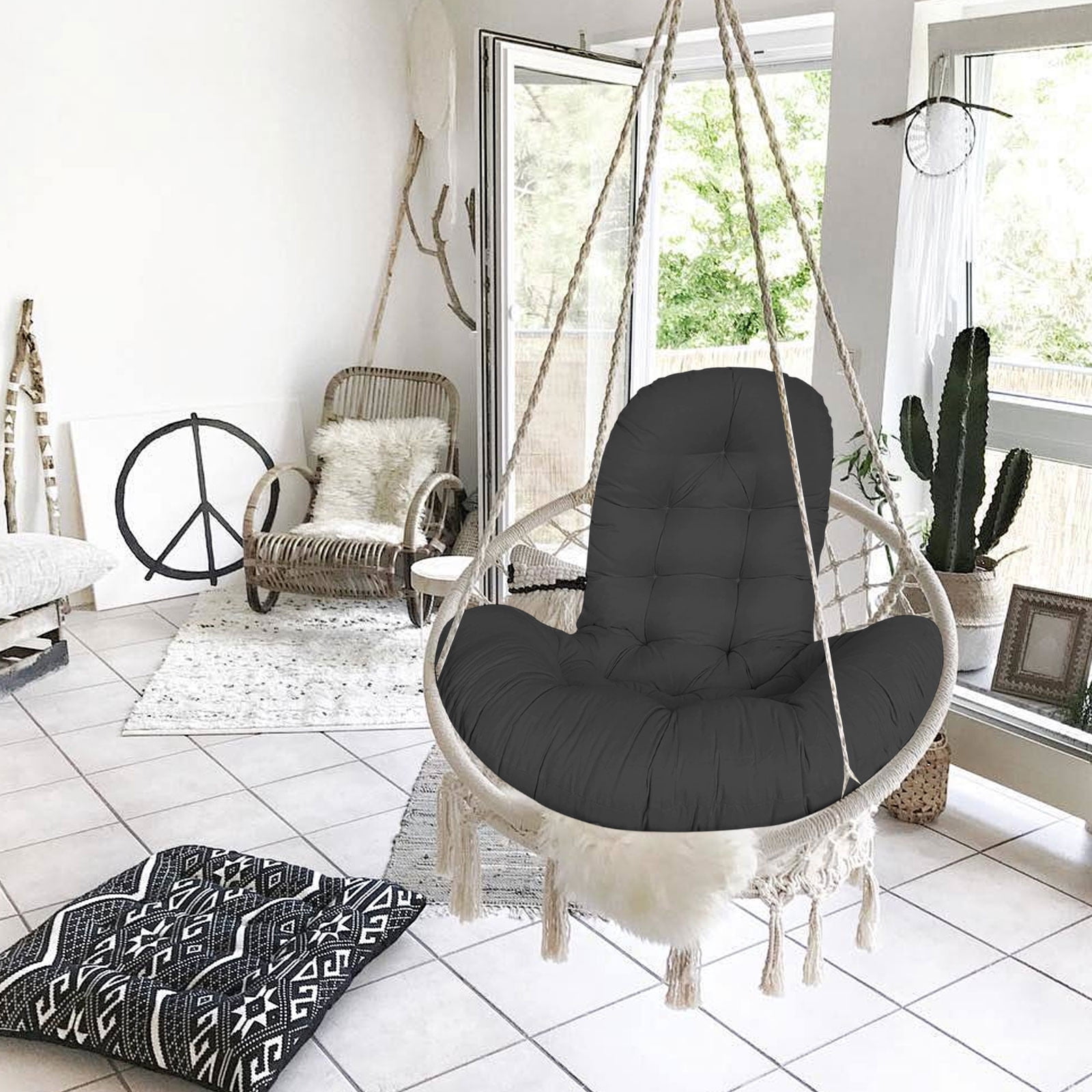 geerera Thickened Egg Chair Cushion Replacement, Hanging Basket Seat Cushion Pillow,Hammock Swing Chair Cushion, for Indoor & Outdoor Hanging Chairs, Porch, Patio