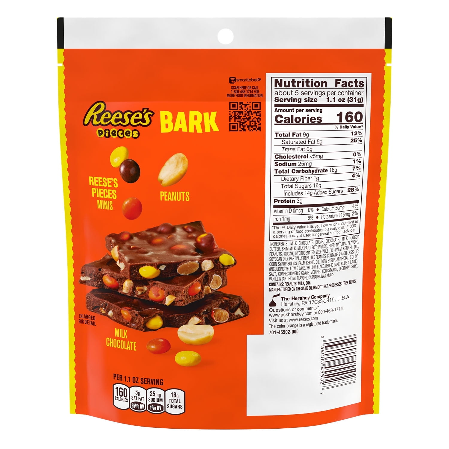 Reese's Pieces Milk Chocolate Candy with Peanuts Bark Bag, 6 oz (pack of 2)