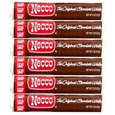 

Wafers Chocolate Flavored Hard Candy Rolls 2 oz Great for Travel Snacks Home Kitchen Party Favors Treats Thanksgiving Christmas Holiday Winter Stocking Stuffers Goody Fillers Gift Supplies - 6 Pack