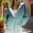 thumbnail image 2 of ManxiVoo Oversized Track Jacket with Zipper for Women Casual Long Sleeve Pocket Sweatshirt Fall Fashion Hooded Top XL Size Mint Green, 2 of 3