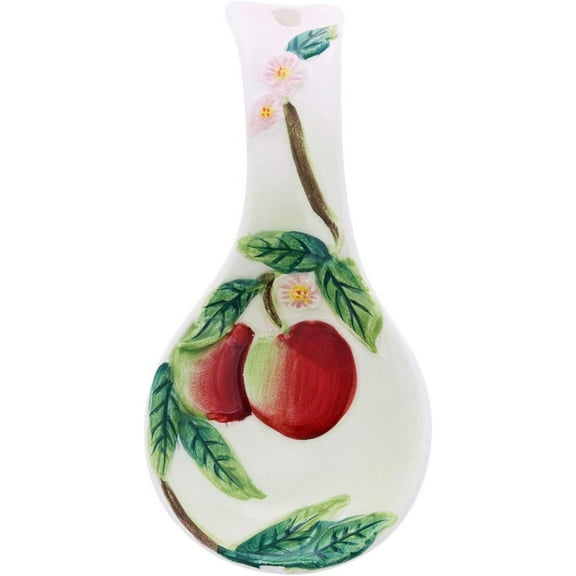 Servette Home Mini Ceramic Spoon Rest Apple Kitchen Décor Teaspoon Tea Bag Rest (1Apple Spoon Rest)