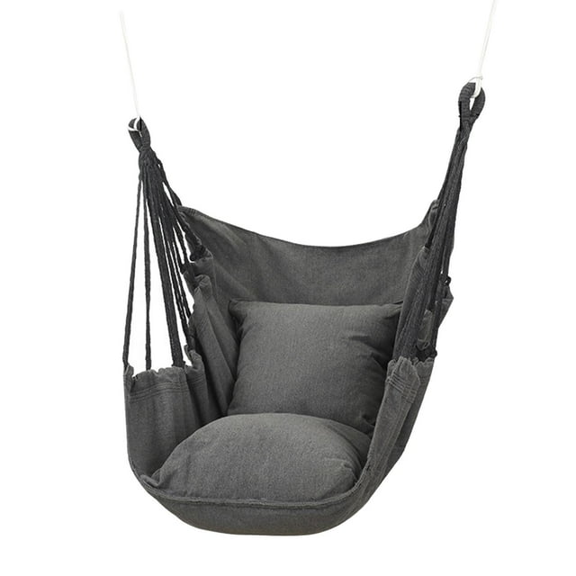 Hamaca colgante de cuerda para exteriores, ideal para acampar en interiores y exteriores. Gris