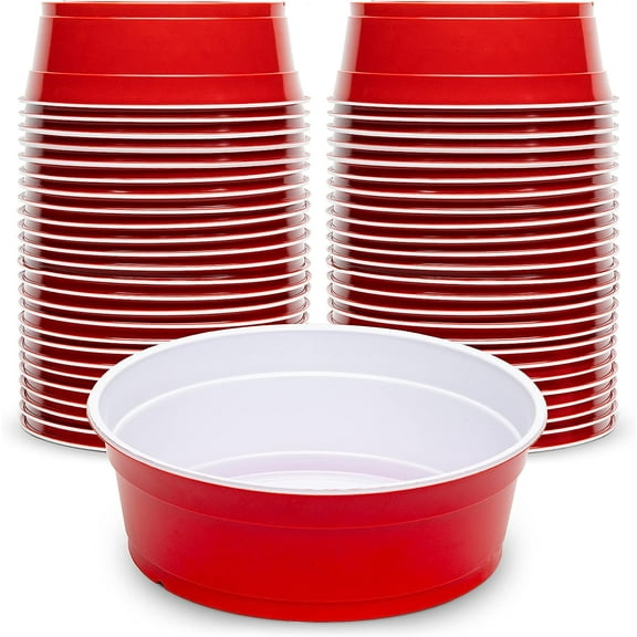Red Party Cup Bowls - Large Disposable Plastic Bowls - 22 oz or 60 oz