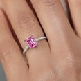 thumbnail image 4 of Gem Stone King 10K White Gold Ring Octagon Pink Moissanite and Diamond (1.88 Cttw), 4 of 5
