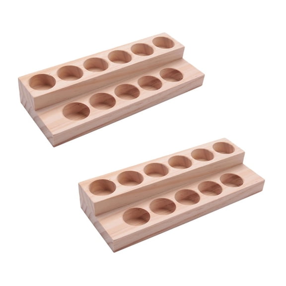 3X 11 Holes Wooden Oil Tray Handmade Natural Wood Display Rack Demonstration Station for 5-15Ml Bottles