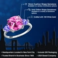 thumbnail image 2 of Gem Stone King 10K White Gold Pink Created Sapphire and Blue Tanzanite Engagement Ring for Women | 5.60 Cttw | Cushion 10MM | Gemstone September Birthstone | Size 9, 2 of 6