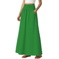 thumbnail image 4 of Skirt for Women Long Colored Style Lace-up Hollow-out Womens Skirts High-waisted Pleated Long Plus Size Skirts, Green-M, 4 of 7