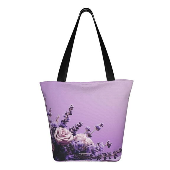 Ratiio Lavender Roses Arrangement Print Shoulder Bag for Women, Polyester Crossbody Purse Lightweight Handbag for Daily Travel and Casual Use
