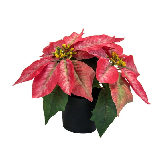 Esquirla Christmas Artificial Poinsettia Plant Artificial Bonsai Desktop Ornament Decorative Artificial Plants for Winter Home Holiday C