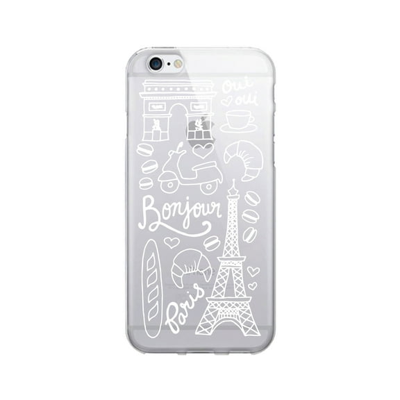 OTM Prints Clear Phone Case, Bonjour Paris White - iPhone 6/6s/7/7s