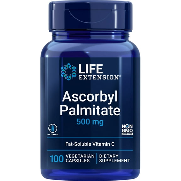 Life Extension Ascorbyl Palmitate 500 mg – Fat-Soluble Vitamin C Supplement for Immune Support and Healthy Aging – Water-Soluble – Gluten-Free, Non-GMO, Vegetarian – 100 Capsules