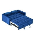 thumbnail image 6 of Newest 55" Blue Velvet Convertible Sofa Bed - 3-in-1 Sleeper with Storage Pockets, 500lb Capacity for Living Room & Apartment, 6 of 6