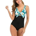 thumbnail image 4 of Women One Piece Swimsuit, Slim Fit Women Bathing Suit Hollow Out Design  For Beach Party ANGGREK Hojas Verdes Sobre Fondo Blanco XXL, 4 of 7