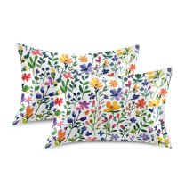 Yayeee Pillowcase Standard Size Set of 2 Satin Wrinkle Resistant Envelope Pillow Case, Green Wildflower Pattern