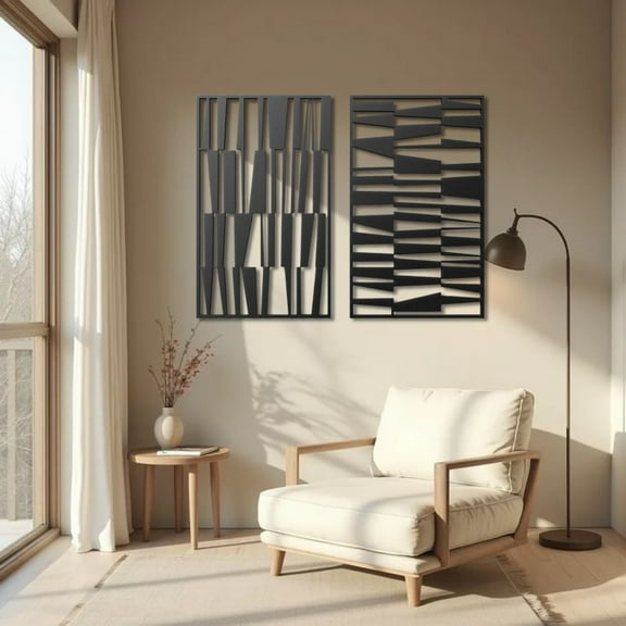 Set of 2 Mid Century Modern Metal Wall Art