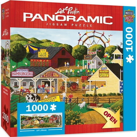 Apple Puzzle - Artist Panoramics Apple Annie's Carnival Time 1000 Piece Panoramic Jigsaw Puzzle by Art Poulin