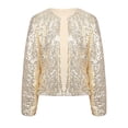 thumbnail image 4 of DPOIS Womens Sequin Jacket Long Sleeve Open Front Blazer Evening Party Bolero Shrug Gold XL, 4 of 7