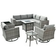 thumbnail image 3 of Ovios 10 Pieces Outdoor Patio Furniture with 30 inch Fire Pit Table All Weather Wicker Conversation Set with Swivel Chairs for Porch, 3 of 8