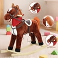 thumbnail image 6 of Rocking Horse Toy for Kids, Plush Ride on Animal with Wooden Rockers, Moving Mouth And Wagging Tail, Musical Sounds, Baby Rocking Chair, 50kg Weight Capacity, Ages 1-6, 6 of 9