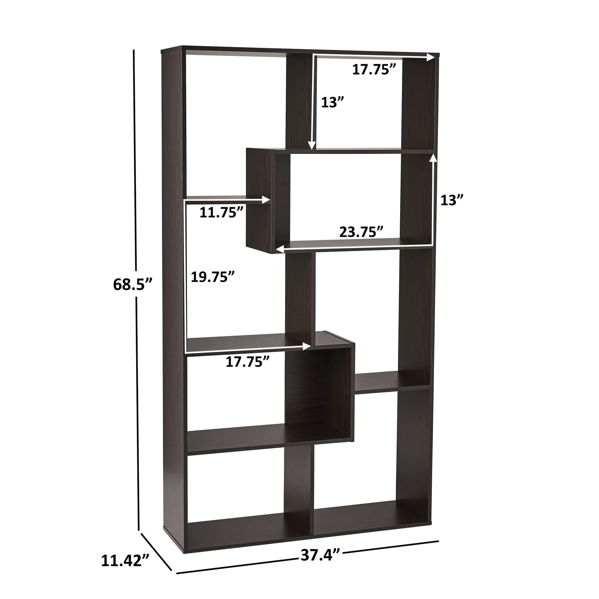 Mainstays Modern 8-Cube Bookcase, Espresso