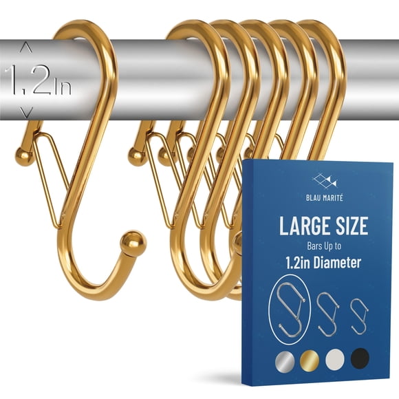 Ganchos en forma de S Blau Marité de metal pesado, paquete de 6 unidades, dorados (grandes)