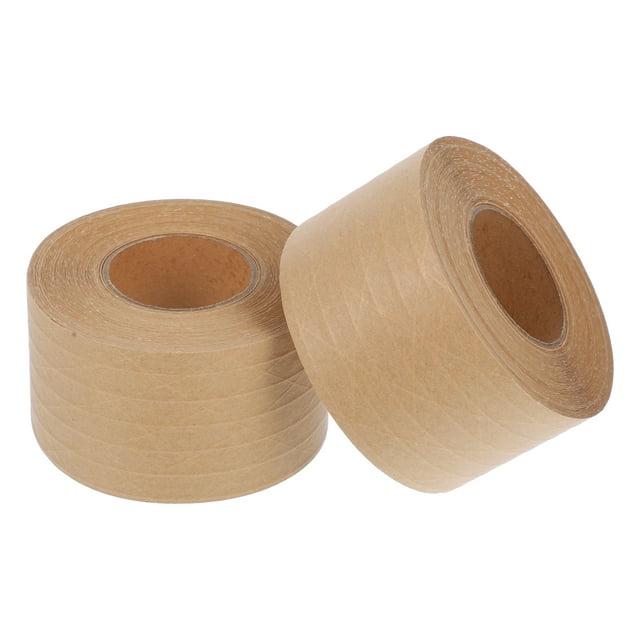 Cinta adhesiva de papel kraft engomado reforzado, activada por agua, marrón, resistente, para embalaje de cajas de envío, 2 unidades