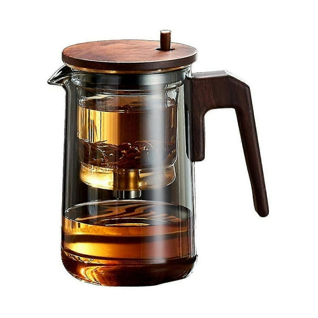 Glass Teapot With Wood Handle Heated Resistant One-button Filtering Transparent Scented Tea Pot Tea
