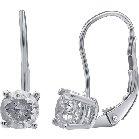 1.00 Carat T.W. Round Diamond 14kt White Gold Leverback Stud Earrings, IGL Certified, Comes in a Box