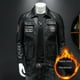 thumbnail image 2 of Chaqueta de cuero de aviador de estilo militar de primavera y otoño, chaqueta de cuero de hombre de gran tamaño, entallada, con solapa bordada, 2 of 5