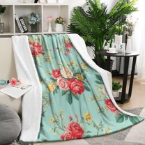 Pioneer Flower Blanket,Comfortable Soft Flannel Throw Blanket,All Season,Warm Lightweight Blankets for Sofa Bed Couch Living Room Chair,50"x60"(130x150cm)
