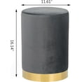 thumbnail image 3 of Joveco Round Ottoman, Velvet Footrest Stool with Golden Metal Base, Modern Upholstered Vanity Stool Chair Padded Seat for Living Room Bedroom, Grey, 3 of 16