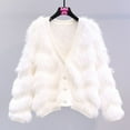 thumbnail image 2 of Jamicy Women's Cardigan Gift for Women Shaggy Fluffy Faux Fur Coat Solid Color Sweater for Women Long Sleeve Short Jacket Women's Fashion Puffy Overcoat Outwear, 2 of 5