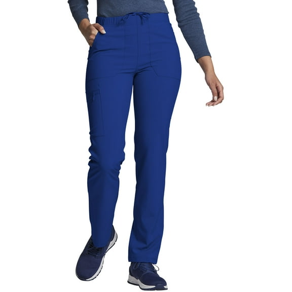 Dickies Women's Scrub Pants Natural Rise Tapered Leg Pull-On Bottoms with 7 Pockets and Knit Waistband DK005, L, Turquoise