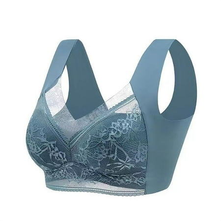 knqrhpse Push Up Bra Bras for Women No Underwire Posture Correcting Bra Seamless Bra Up Wireless Bra Breathable Bras For Older Everyday Bras Lace Bra Minimizer Bra Seamless Bras Blue L