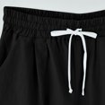 thumbnail image 4 of biudgviw Bermuda Shorts for Women Drawstring High Waisted Knee Length Shorts Cuffed Hem Plus Size Comfy Linen Shorts with Pockets, 4 of 5