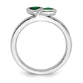 thumbnail image 2 of 925 Sterling Silver Stackable Expressions Cr. Emerald Double Heart Ring Size: 7; for Adults and Teens; for Women and Men, 2 of 5