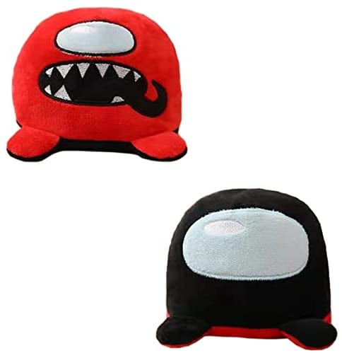 RedBlack Red Black Crewmate and Imposter Double-Sided Flip Reversible Plush for Game Fan Inspired by Octopus Stuffed Animal Reversible Plush Among US Game Reversible Plushie Toys