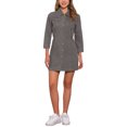 thumbnail image 1 of Vestido de mezclilla para mujer INSPIRE CHIC, con mangas 3/4, botones, mini vestido de camisa de mezclilla, talla S, color gris, 1 of 6