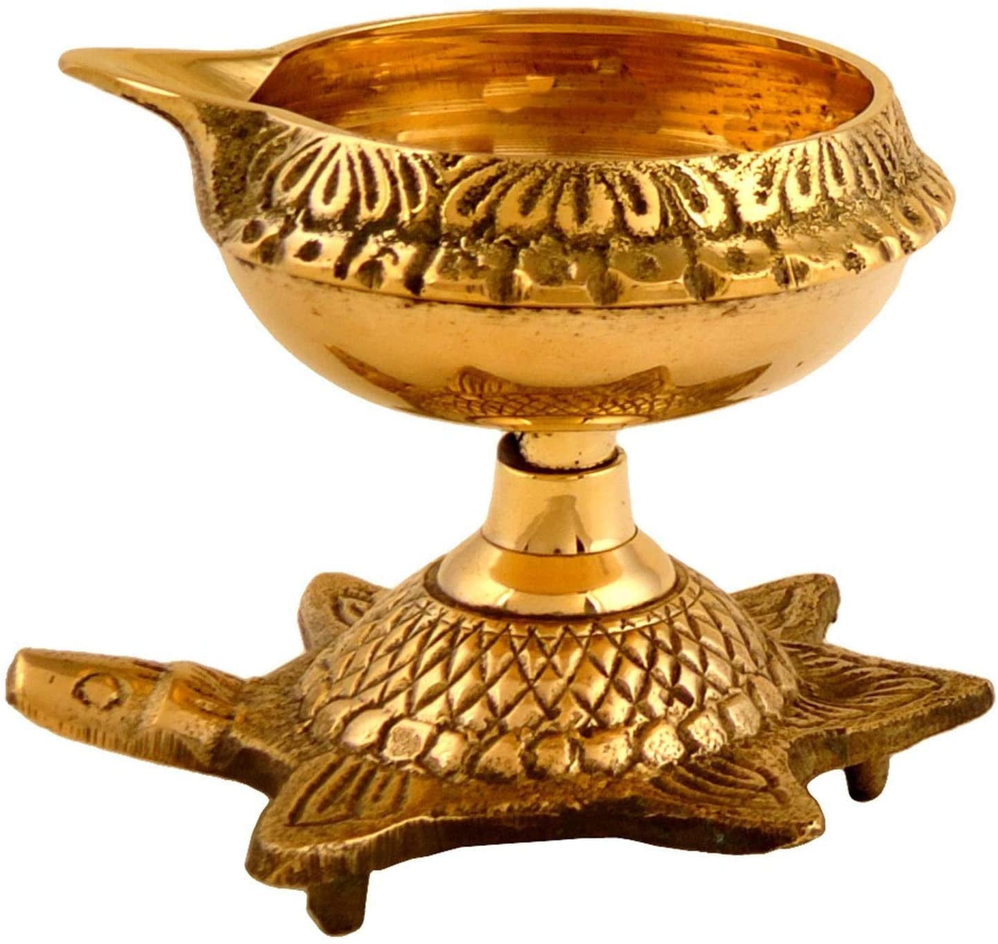 Set Of 4 Hashcart Handcraved Diya For Diwali In Pure Brass/Diya Lamp Engraved Design Dia 