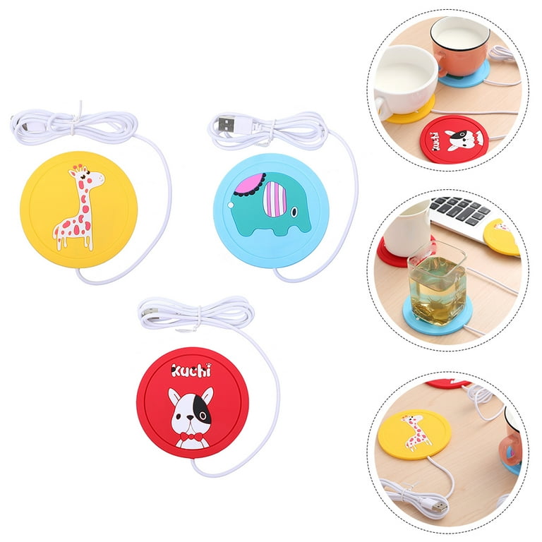 3pcs Mug Warmer Mat Cartoon Silicone Usb Beverage Warmers Pad