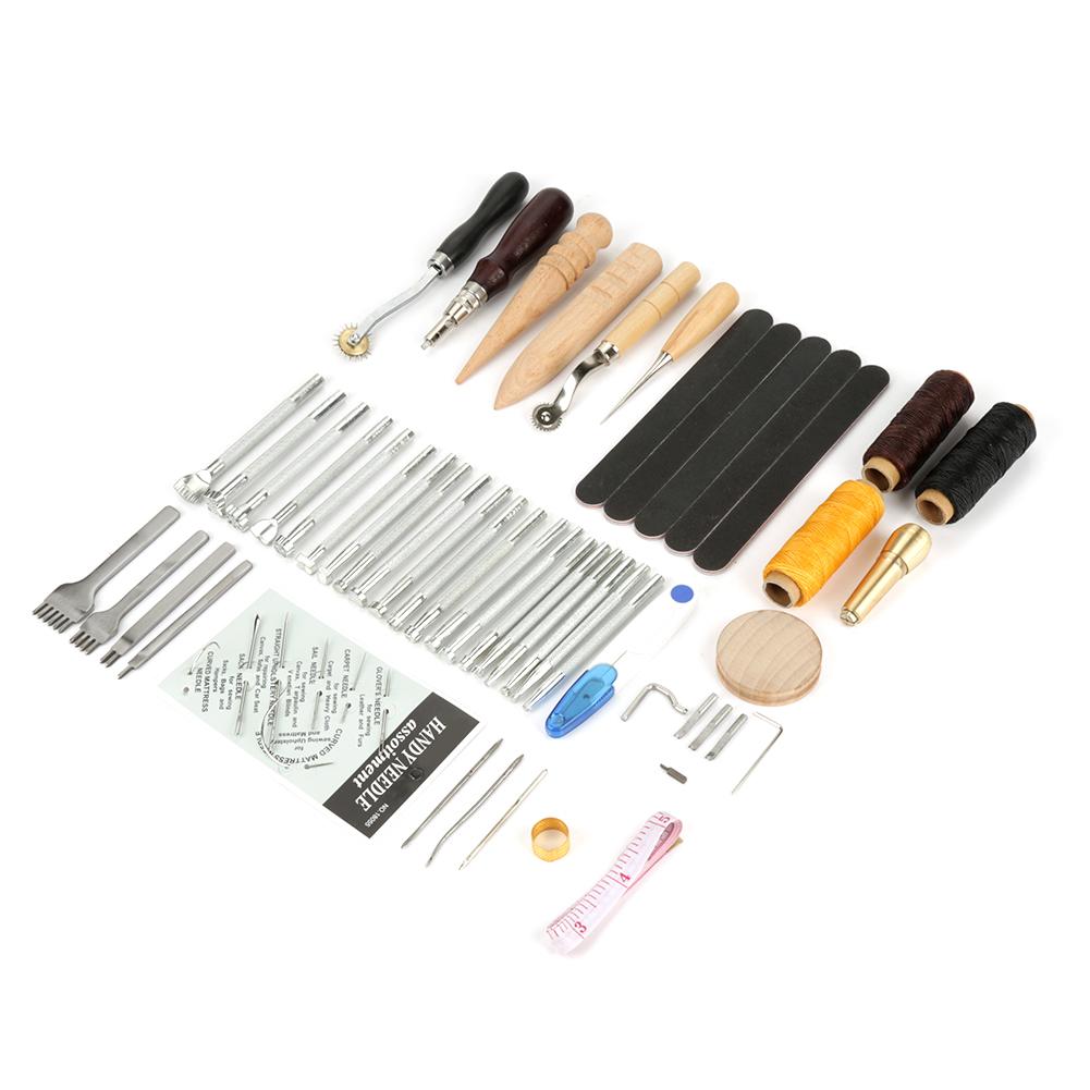 Mgaxyff 59PCS/Set Leather Craft Hand Tools Kit For Hand Stitching Sewing Stamping, Leather