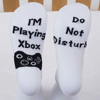 AkoaDa Funny Crew Cotton Socks I'm Playing Letters Men Women Socks Best Christmas Gift For Fornite Game Players